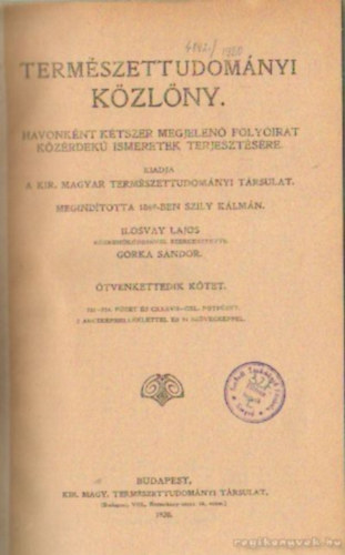 Ilosvay Lajos-Gorka Sándor - Természettudományi közlöny 1920
