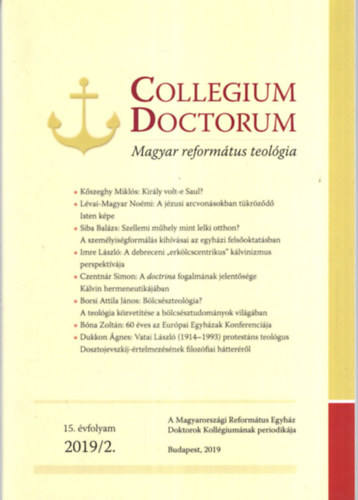 Iszlai Endre - Collegium Doctorum - Magyar reformtus teolgia 15. vfolyam 2019/2.
