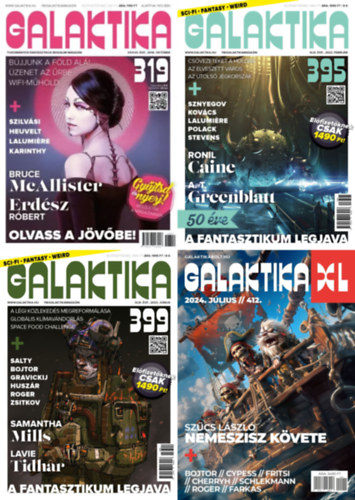 A. T. Greenblatt, Thomas Olde Heuvelt, Claude Lalumiere, Erd�sz R�bert, Szilv�si Gy�rgy, Ronil Caine, Szergej Sznyegov, Kov�cs Attila, Francis Stevens, H. R. Pollack, Burger Istv�n  (f�szerk.) - 4 db Galaktika �s Galaktika XL sz�rv�nysz�m: Galaktika 319 + Galaktika 395 + Galaktika 399 + Galaktika XL 412