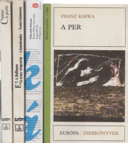 4 db k�telez� olvasm�ny: A per + Szent P�ter eserny�je - A gavall�rok - A Sipsirica + Az arany vir�gcser�p - A homokember - Scuderi kisasszony + A Pestis