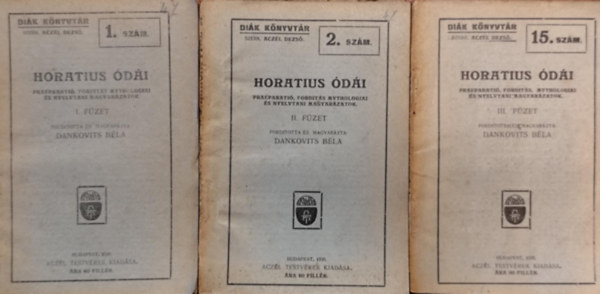 Horatius, Dankovits Bla - ford. - Horatius di I-III. fzet