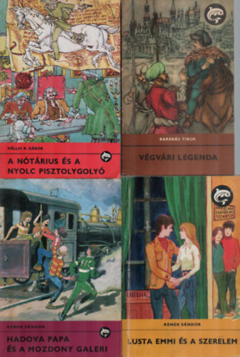 Kende Sndor, Barabs Tibor Kllai R. Gbor - 4 db Delfin knyv egytt: Lusta Emmi s a szerelem, Vgvri legenda, Hadova papa s a mozdony galeri, A ntrius s a nyolc pisztolygoly.