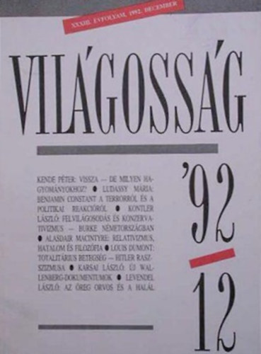 Vilgossg - 1992. december, XXXIII. vfolyam 12. szm