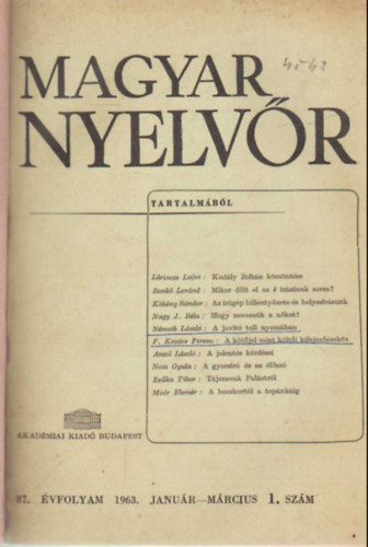 Lrincze Lajos - Magyar nyelvr 1963  vi teljes vfolyam (egybektve )