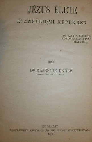 Dr. Masznyik Endre - Jzus lete evangliomi kpekben