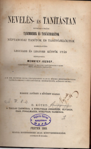 Mennyey Jzsef - Nevels- s tantstan- egyhzi s vilgi tanemberek s tangybartok nptanodai tantk s tantjelltek hasznlatra