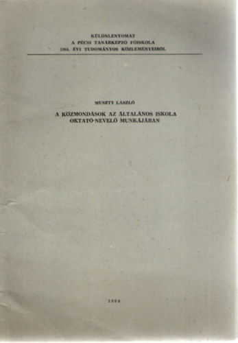A kzmondsok az ltalnos iskola oktat-nevel munkjban