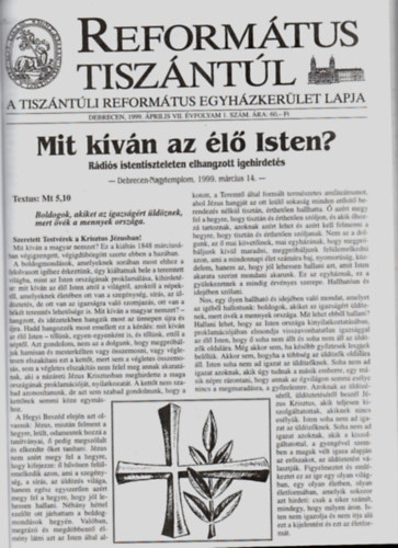 Ifj. Dr. Fekete Kroly - Reformtus Tiszntl 1999. vfolyam (teljes)