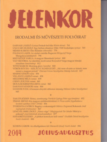 goston Zoltn - Jelenkor - Irodalmi s mvszeti folyirat - 2014. jlius-augusztus