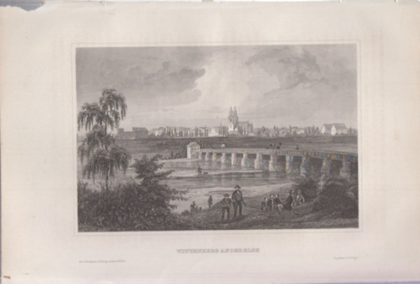 Wittenberg an der Elbe (Wittenberg v�ros, N�metorsz�g, Eur�pa) (16x23,5 cm m�ret� eredeti ac�lmetszet, 1856-b�l)