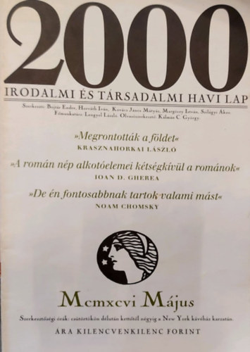 Bojtr Endre  (szerk.) - 2000 Irodalmi s Trsadalmi havi lap ( VIII. vfolyam 5. szm, mjus)