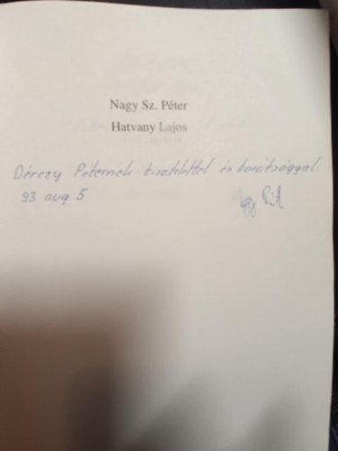 Nagy Sz. Pter - Hatvany Lajos