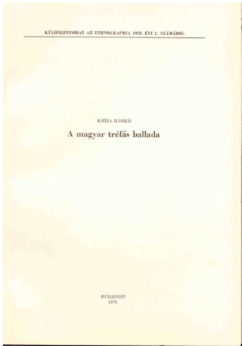 Kriza Ildikó - A magyar tréfás ballada (különlenyomat)