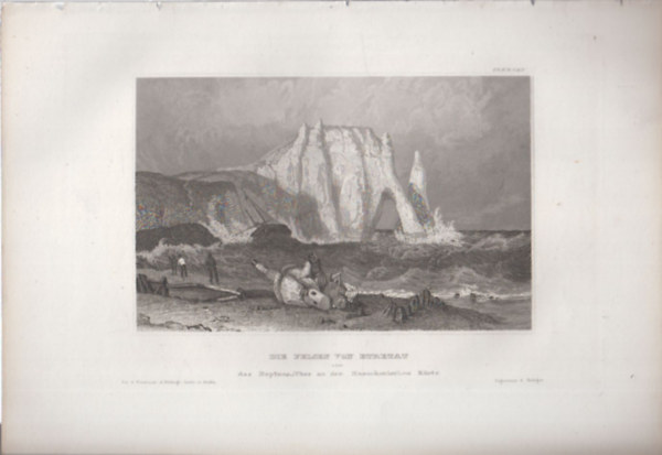 Die Felsen von Etretat (Etretat szikli, Franciaorszg, Eurpa) (16x23,5 cm mret eredeti aclmetszet, 1856-bl)