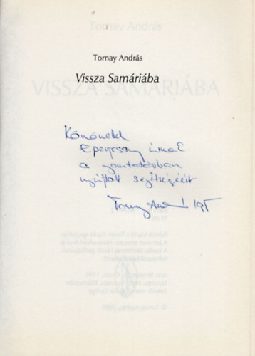 Tornay Andrs - Vissza Samriba (dediklt)