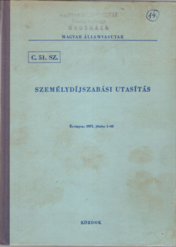 Szemlydjszabsi  utasts - rvnyes 1971 jnius 1- tl
