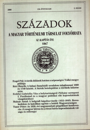 Szzadok - A Magyar Trtnelmi Trsulat Folyirata - 134. vfolyam - 2000/2