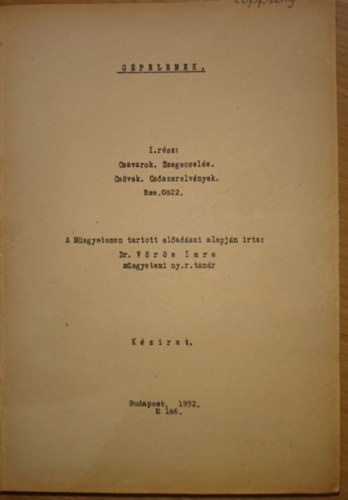 Dr. Vrs Imre - Gpelemek