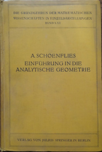 A. Schoenflies - Einfhrung in die analitische Geometrie