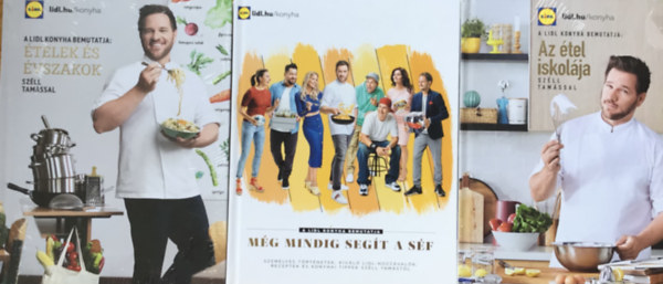 3 db Lidl szak�csk�nyv: Az �tel iskol�ja + M�g mindig seg�t a s�f + �telek �s �vszakok