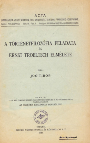 Jo Tibor - A trtneti filozfia feladata s Ernst Troeltsch elmlete