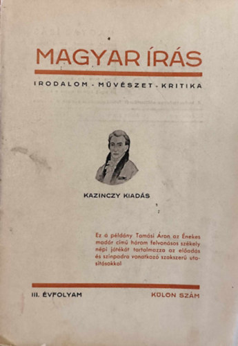 Magyar Írás (Irodalom-Művészet-Kritika) III. évfolyam - Külön szám
