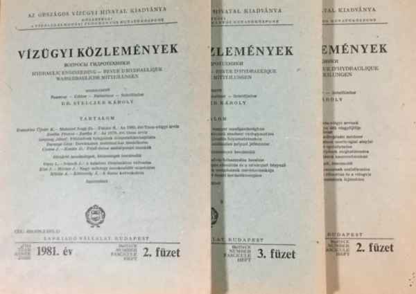 Dr. Stelczer Kroly  (szerk.) - Vzgyi kzlemnyek 1981 2. s 3. fzet, 1982 2.fzet. (3 ktet)