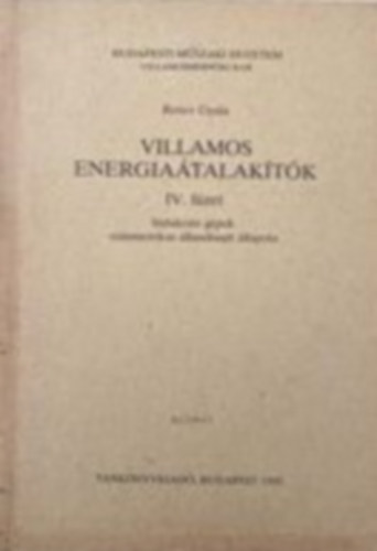 Retter Gyula - Villamos energiatalaktk IV. FZET