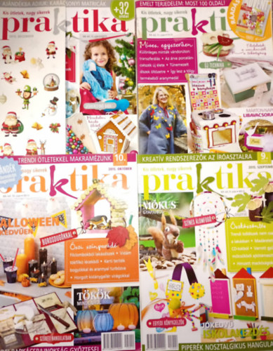 4 db. Praktika Magazin - 2015.szept. - 9. szám, 2015.okt. 10. szám, 2015.nov. 11. szám, 2002.dec. 12. szám (szabás-varrás-kötés-hobby-lakásdivat-kézimunka)