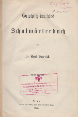 Dr. Karl Schenkl - Griechisch-deutsches Schulwrterbuch