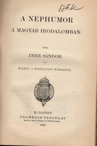 Imre Sndor - A nphumor a magyar irodalomban