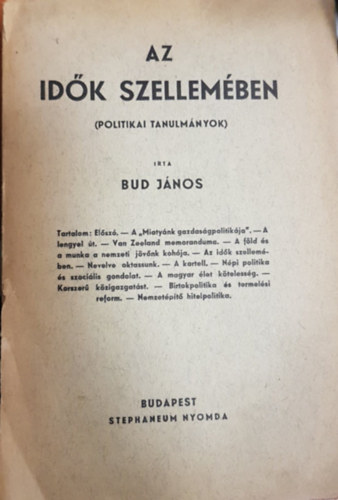 Bud Jnos - Az idk szellemben (Politikai Tanulmnyok)