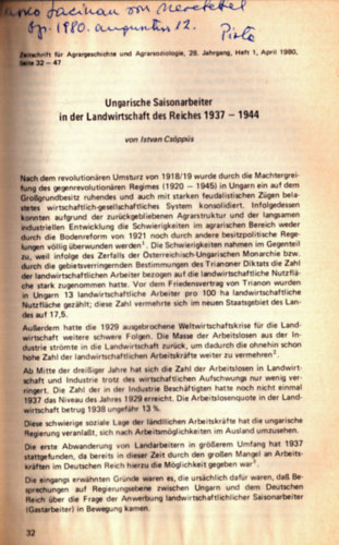 Csöppüs István - Zeitschrift für Agrargeschichte und Agrarsoziologie (dedikált)