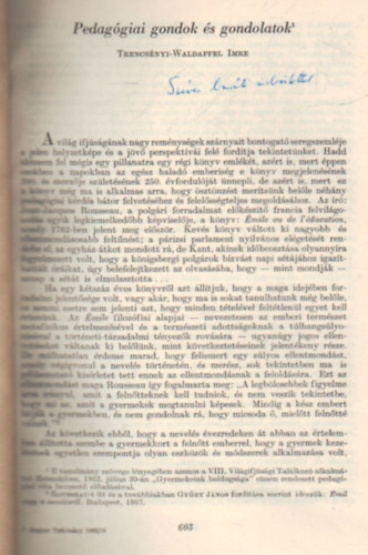 Trencsényi-Waldapfel Imre - Pedagógiai gondok és gondolatok - Különlenyomat - Dedikált