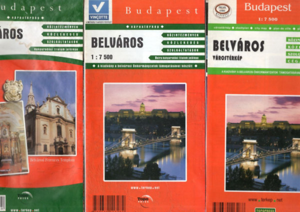3 db Budapest belváros térkép 1:7 500 ( 2004 -es, 2005 -ös, 2008 -as )