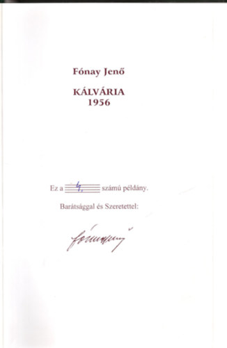 Fnay Jen - Klvria 1956 (szmozott) (dediklt)