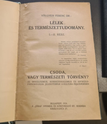 Vlgyesi Ferenc Dr. - Llek s termszettudomny