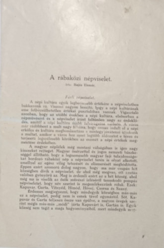 Hajós Elemér - A rábaközi népviselet