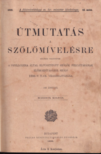 �tmutat�s a sz�l�m�vel�sre - K�l�n�s tekintettel a filloxera �ltal elpuszt�tott sz�l�k feluj�t�s�nak el�mozd�t�s�r�l sz�l� 1896: V. T.-CZ. v�grehajt�s�ra