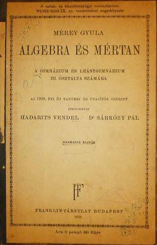 M�rey Gyula - Algebra �s m�rtan
