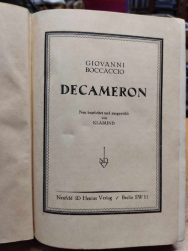 Giovanni Boccaccio - Das Decameron