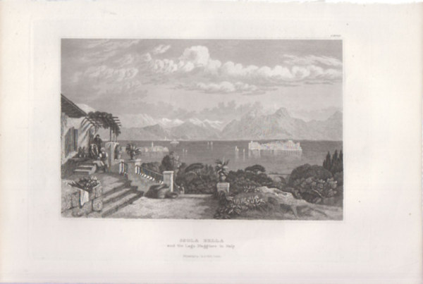 Sjola Bella (and the Lago Maggiore in Italy) (Sjola Bella szigete, Olaszorszg, Itlia, Eurpa) (16x23,5 cm mret eredeti aclmetszet, 1856-bl)