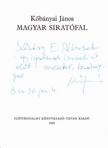 Kbnyai Jnos - Magyar siratfal (dediklt)