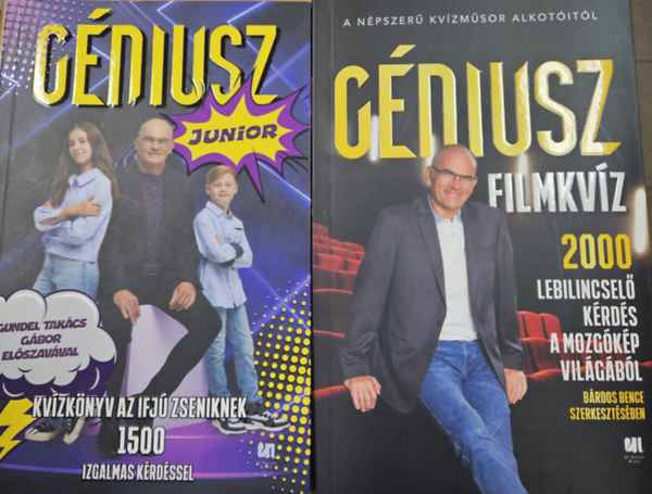 2 db Géniusz kvízkönyv: Géniusz filmkvíz - 2000 lebilincselő kérdés a mozgókép világából + Géniusz Junior Kvízkönyv