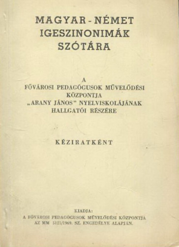 Timr Jzsef - Magyar-nmet igeszinonimk sztra