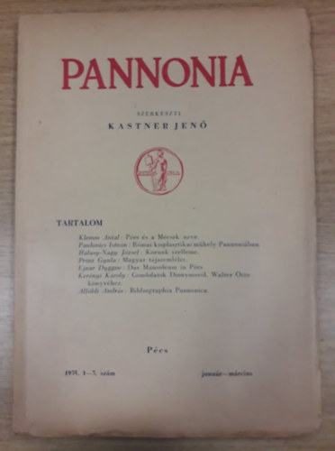 Kastner Jen�  (szerk.) - Pannonia 1935. janu�r-m�rcius / 1-3. sz�m