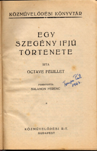 Feuillet Octave - Egy szeg�ny ifj� t�rt�nete