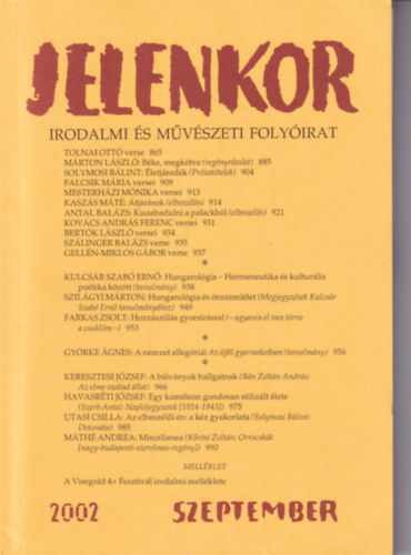 �goston Zolt�n - Jelenkor - Irodalmi �s m�v�szeti foly�irat - 2002. szeptember