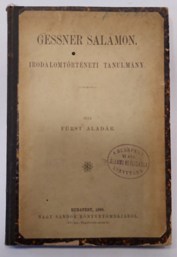 Frst Aladr - Gessner Salamon - 1898 - Irodalomtrtneti tanulmny