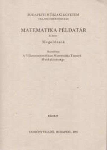 sszelltotta: Graf Rezs - Matematika pldatr II.ktet Megoldsok (Kzrat)